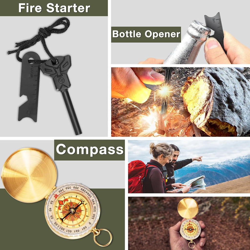 Survival Kits, Hiking and Camping Essentials, Emergency Survival Gear, Gifts for Men, Gifts for Dad, Husband, Teenagers, Cool Fishing and Hunting Gadgets, Christmas and Birthday Gifts