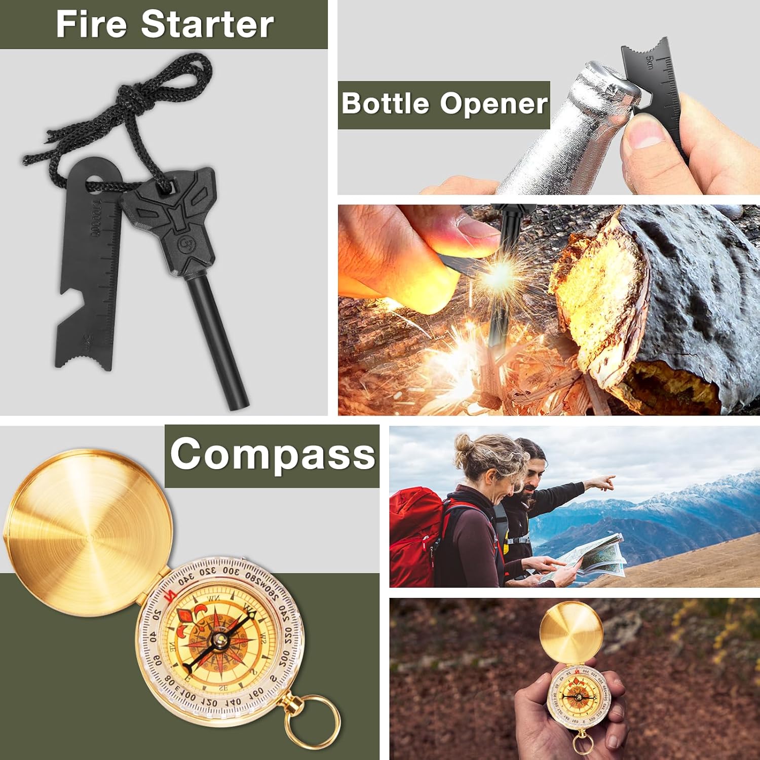 Survival Kits, Hiking and Camping Essentials, Emergency Survival Gear, Gifts for Men, Gifts for Dad, Husband, Teenagers, Cool Fishing and Hunting Gadgets, Christmas and Birthday Gifts