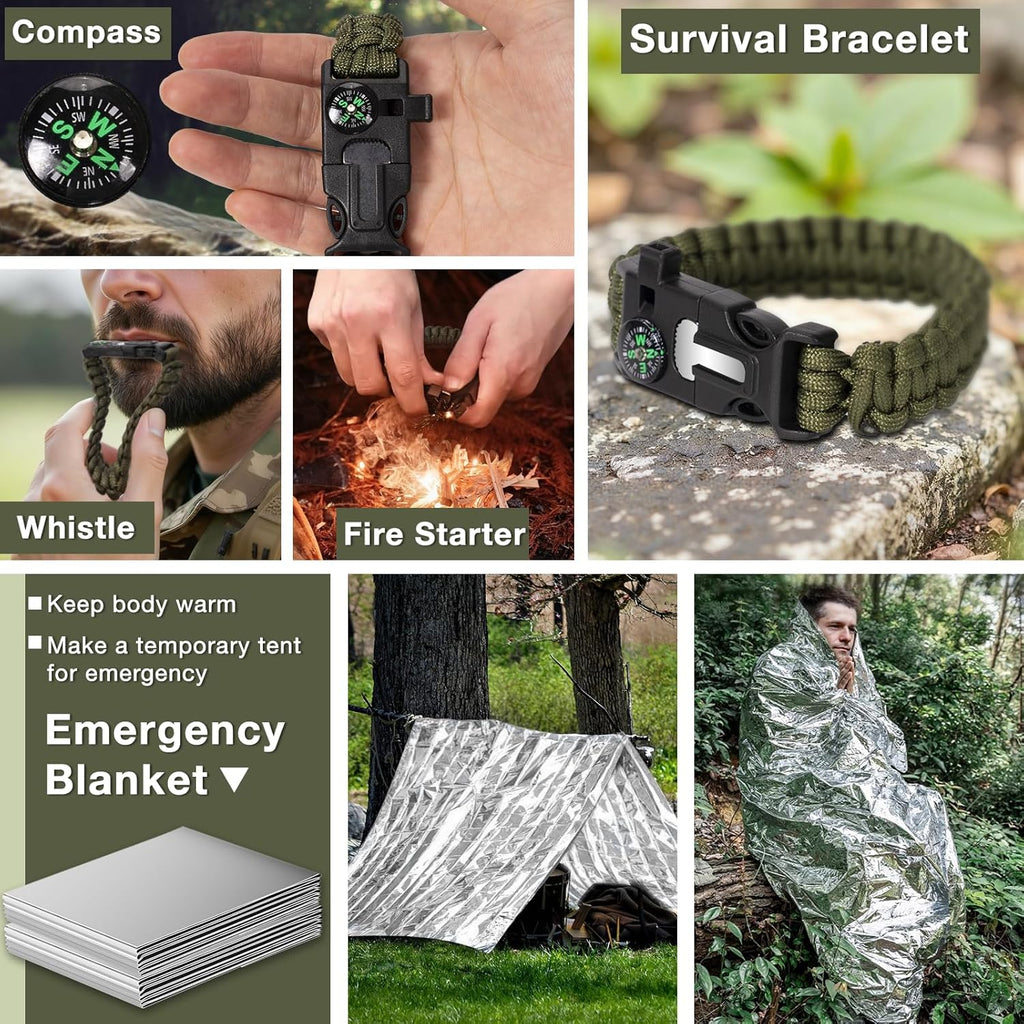 Survival Kits, Hiking and Camping Essentials, Emergency Survival Gear, Gifts for Men, Gifts for Dad, Husband, Teenagers, Cool Fishing and Hunting Gadgets, Christmas and Birthday Gifts
