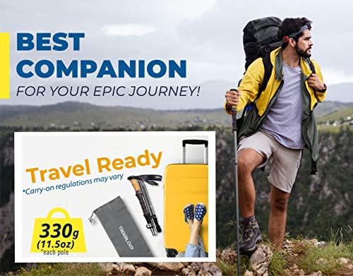 TREKOLOGY Trek-Z Cork Grip Trekking Poles – Lightweight Folding Hiking Poles, Adjustable Height, Compact Travel Design, Aircraft-Grade Aluminum Walking Sticks for Men & Women|B07X6MXH51