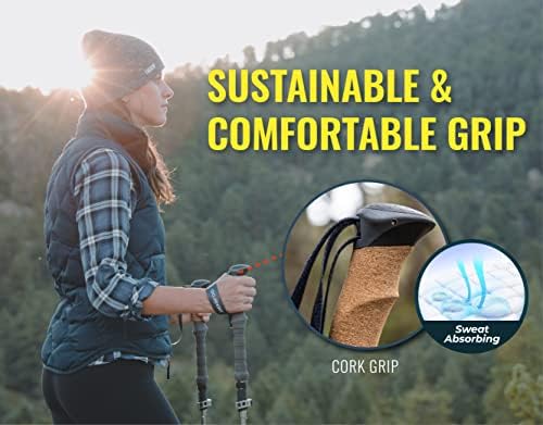 TREKOLOGY Trek-Z Cork Grip Trekking Poles – Lightweight Folding Hiking Poles, Adjustable Height, Compact Travel Design, Aircraft-Grade Aluminum Walking Sticks for Men & Women|B07X6MXH51