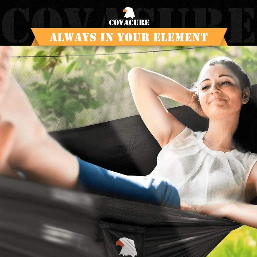 Covacure Camping Hammock - 772lbs Capacity Double Hammock with Tree Straps, Lightweight Parachute Nylon Outdoor Survival Gear for Hiking, Backpacking, Travel or Backyard 