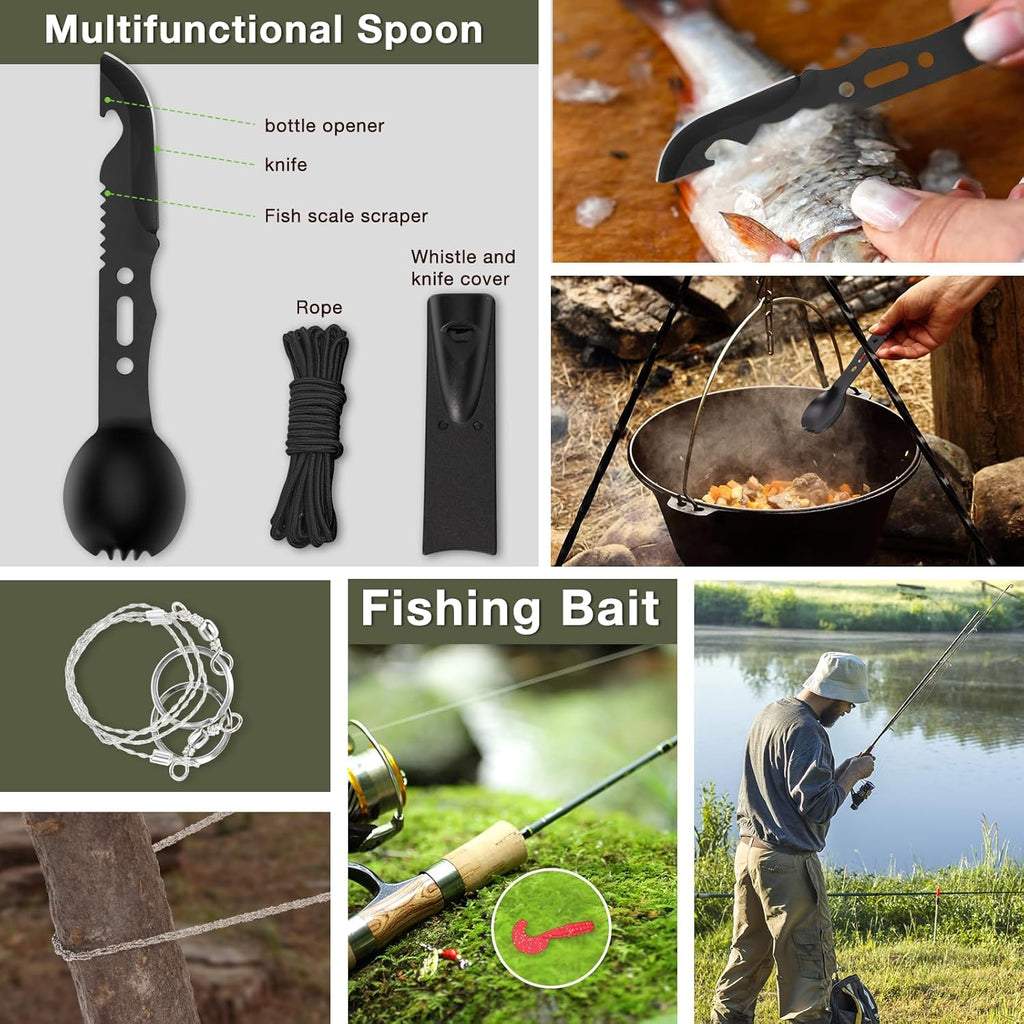 Survival Kits, Hiking and Camping Essentials, Emergency Survival Gear, Gifts for Men, Gifts for Dad, Husband, Teenagers, Cool Fishing and Hunting Gadgets, Christmas and Birthday Gifts